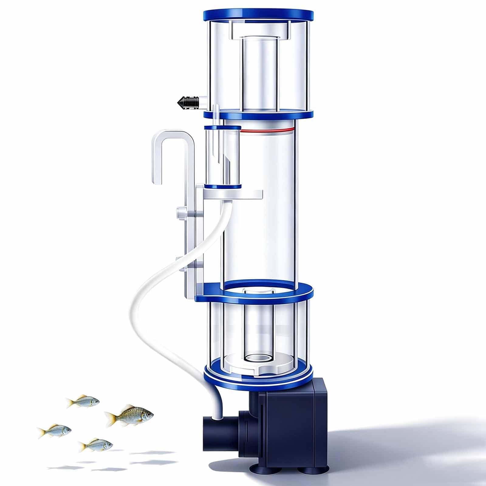 Desnatador de superficie de acuario, espumador silencioso de proteínas DC con altura ajustable, silenciador de entrada de aire, cepillos de aguja y potente ventosa para acuarios