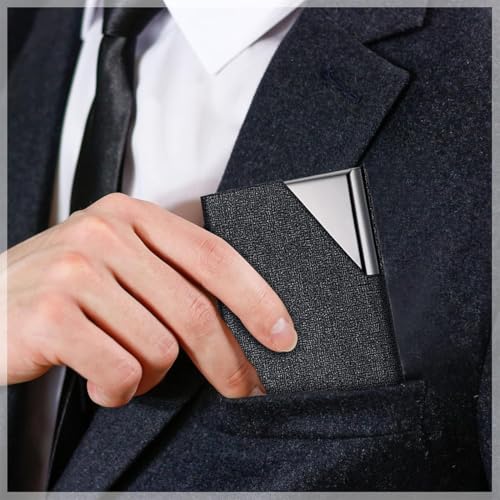 Slim Business Card Holder, PU Leather Credit Card Case for Men and Women, Durable Metal Card Wallet4