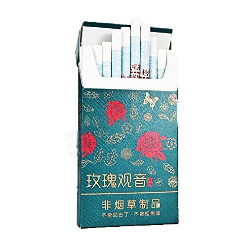 HUWOYMX Green Tea Herbal Cigarettes Peony Tea Smoke, Chinese Herbal Cigarettes Smoke-Free and Nicotine-Free, Cigarette Substitutes That Can Clean The Lungs (1 Package,Rose Tea)