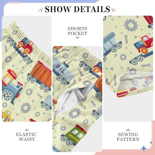 ZZXXB Steam Train Car Boys Long Pants Soft Trousers Elastic Waist Kids Lounge Bottoms with Pockets S-XL4