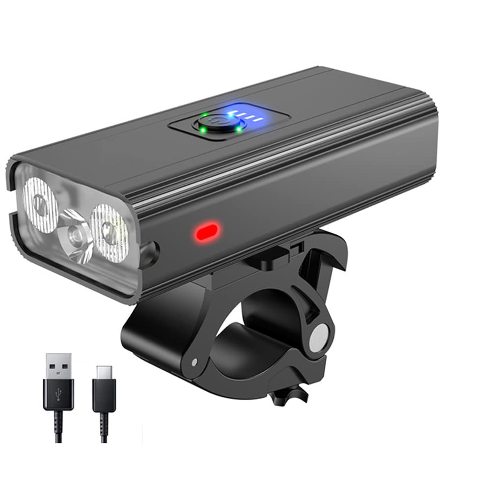 Luce per Bicicletta Impermeabile, Ricaricabile Tramite USB, LED, 900 Lumen, Faro Anteriore da Strada, Faro in Alluminio, Torcia per Bicicletta, Luce Posteriore, Luce per Bicicletta