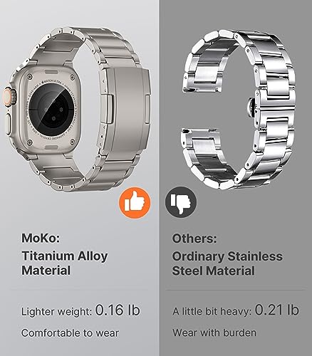 Image of MoKo Upgraded Titanium Watch Band, Compatible with Apple Watch Ultra 3 / Ultra 49mm, Replacement Strap for iWatch 46mm /45mm /44mm /42mm, Metal Band for Series 11 /10 /9 /8 /7 /6 /5 /4 /3 /2 /1 /SE3 /SE2 /SE