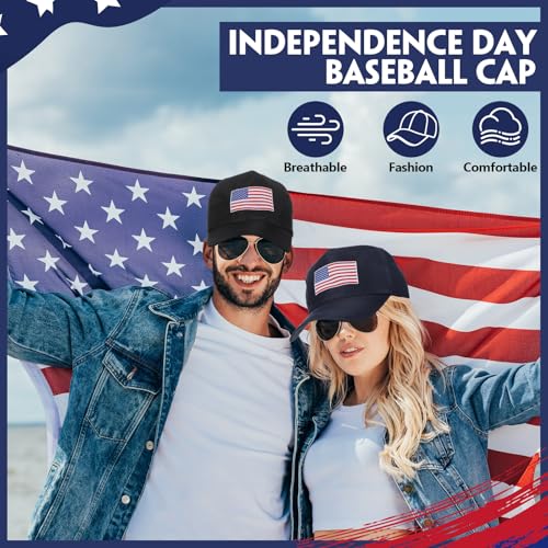 Image of Shyyween American Flag Baseball Hats 4th of July Hats 250 Anniversary Adjustable Patriotic Baseball Cap for Veterans Day