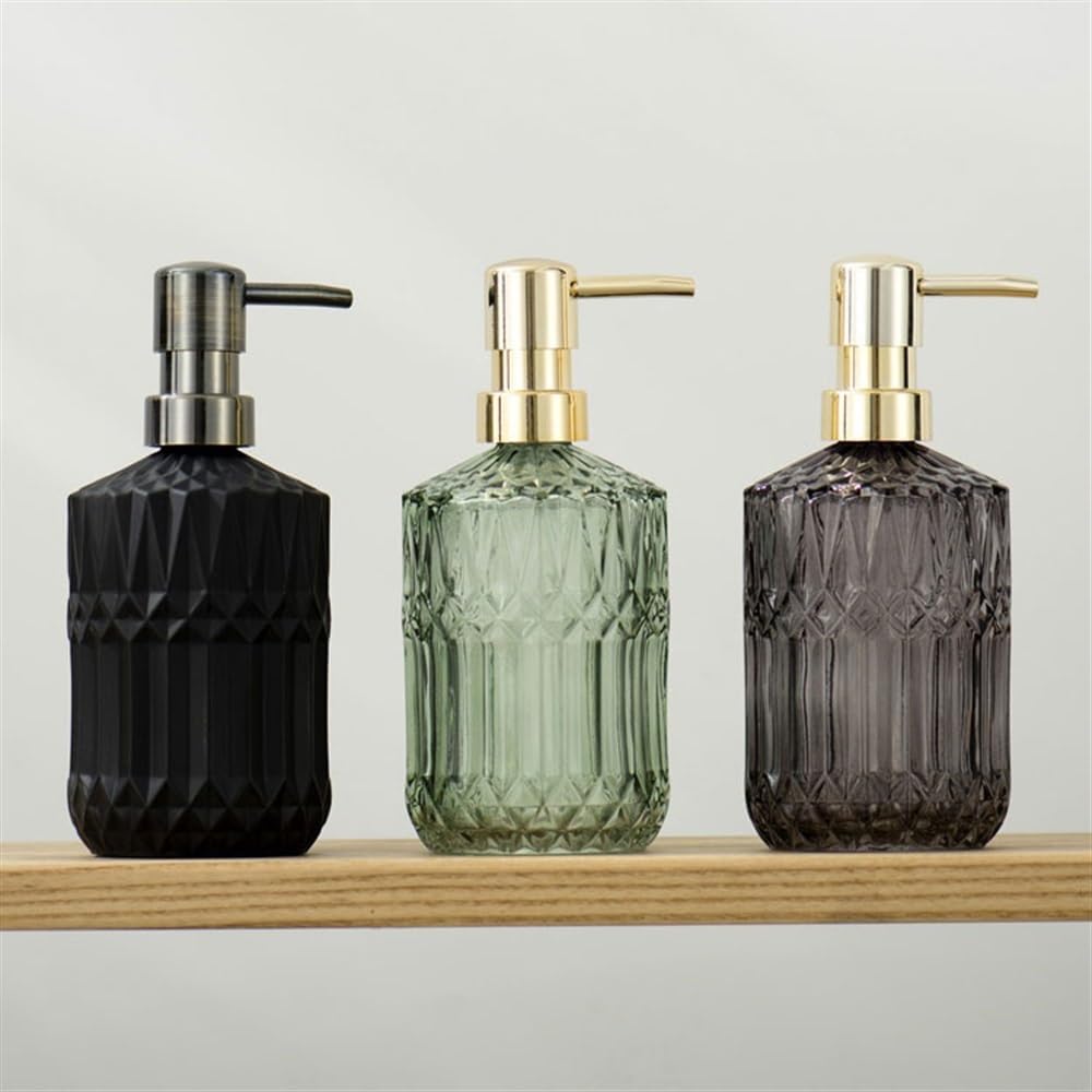 Bathroom Soap Dispenser High-Grade Glass Lotion Bottle Home Soap Dispenser Bottle Hotel Shower Gel Shampoo Bottle Soap Dispenser(Gris)