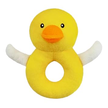 Baby Duck Soft Rattle Toy, Duck Plush Infant Shaker Rattle Easy-Grasp Stuffed Animal Toy, Gifts for Newborns Babies Toddlers Boys Girls, Yellow, 5 Inches