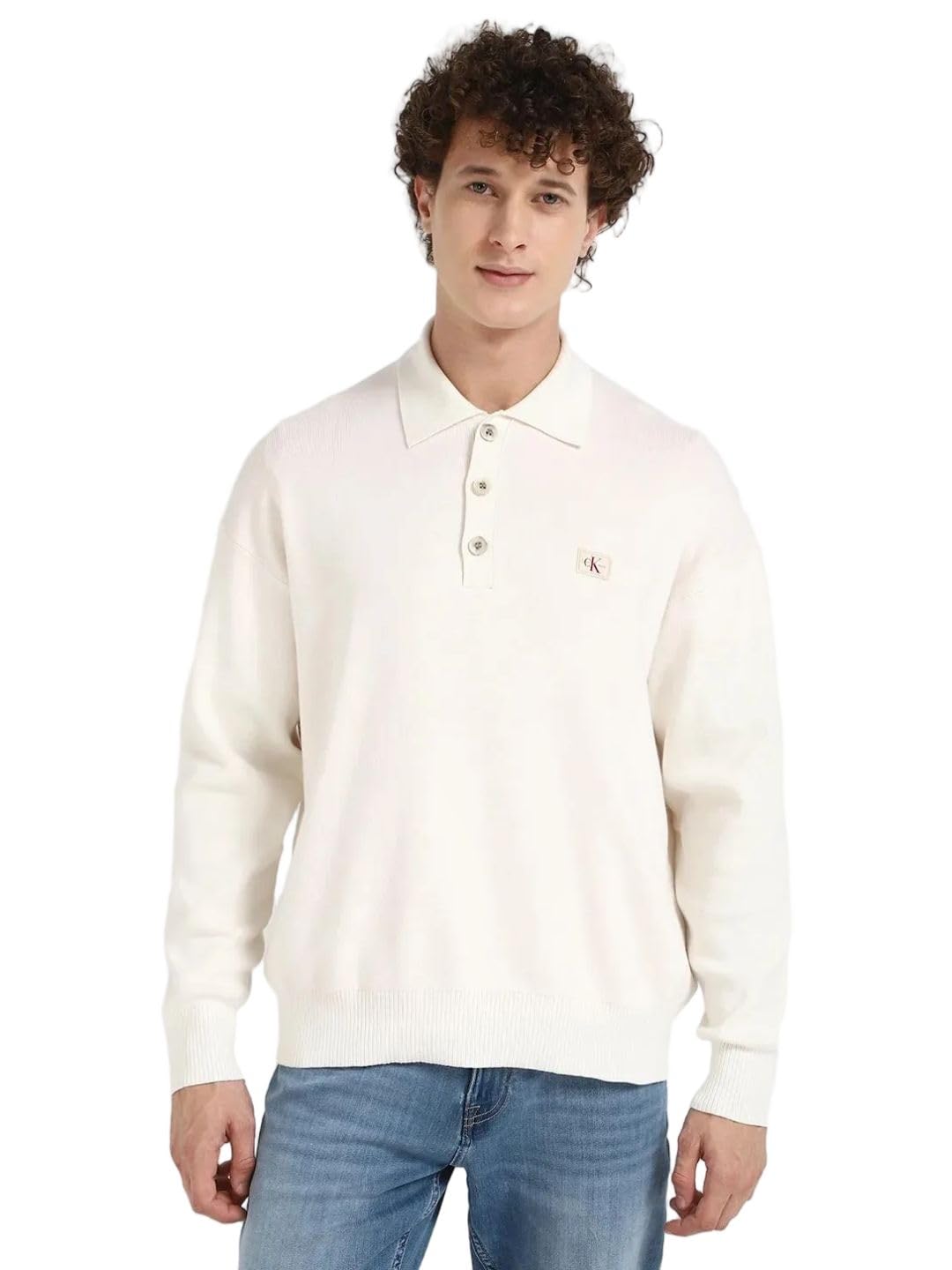 calvin klein jeans Solid Relaxed Fit Cotton Sweater-picture-23