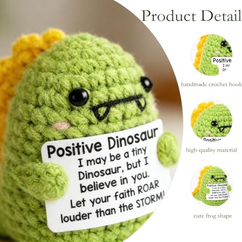 Image of Crochet Toys, Handmade Crochet Dinosaur Gifts, Soft Toy for Adults, Cute Office and Home Decor, Green Crochet Doll, Family, Birthday, Encouragement Gift
