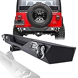 TIOYAR Wrangler Rear Bumper Compatible with 87-06 Jeep Wrangler TJ & YJ w/Winch Plate & 2x24W...