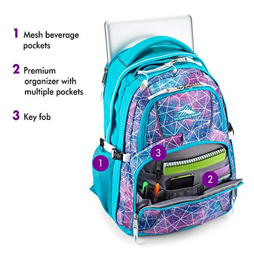 Image of High Sierra Swerve Laptop Backpack, Sequin Facets /Bluebird /White, One Size