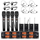 Frequency B Wireless Microphone System 8 Channel Microphone UHF 4 Handheld Mic 4 Headset 4 Lavalier...