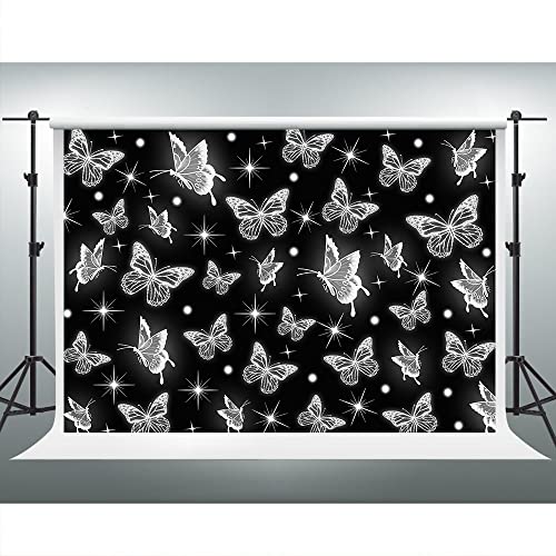 VIDMOT Early 2000s Backdrop, Black Glitter Butterfly, Old School 2000's