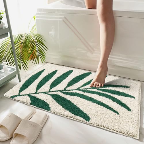 Hi Space Bathroom Rugs 31.5x19.7IN Green Leaves Bath Mat for