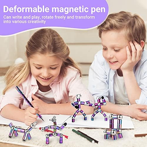 Fidget Pen,Magnetic Metal Pen Decompression Magnet Pen Multifunctional Pen Toy DIY Building Blocks Stress Relief Toys Gift for Kids And Adults
