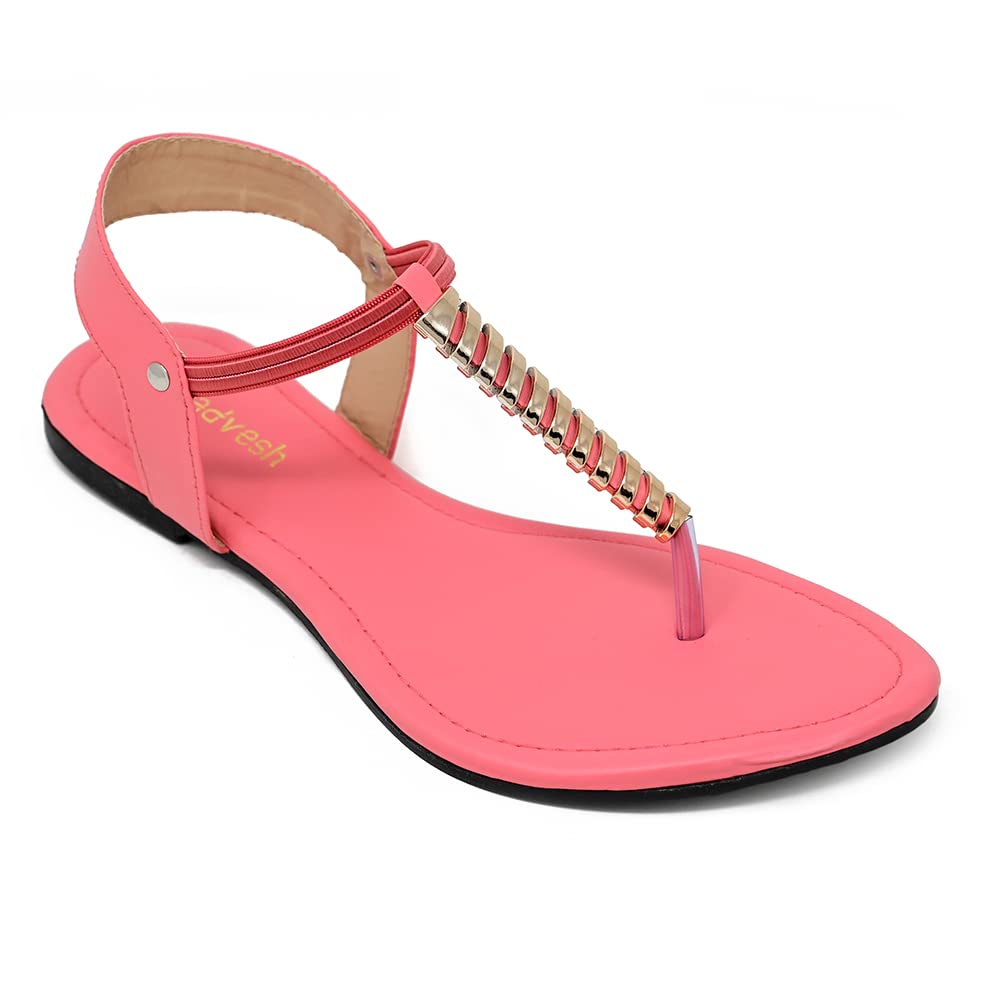 Padvesh Women?s Girls Fashion Synthetic Leather Ankle-Strap Open Toe Flats Slipper Color Light Pink Size UK - 4 (B0C1GHQKL4) Amazon Price History, Amazon Price Tracker