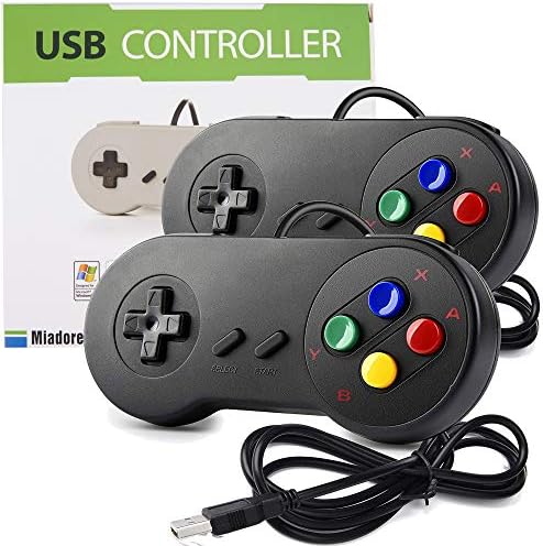 miadore 2 x USB SNES Controller GamePad Joypad für Windows PC Mac Raspberry Pi (schwarz)