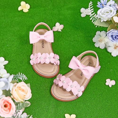 Image of PHIRAMIN Toddler Girl Sandals - Flower Girl Dress Shoes Open Toe Little Kid Wedding Party