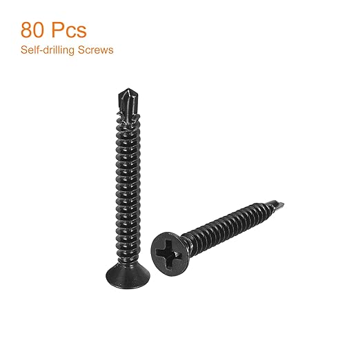 Miniatura 8 de uxcell Tornillos de chapa metálica #6 x 1 pulgada, 100 tornillos de acero inoxidable con cabeza plana Phillips Drive de acero inoxidable negro 410