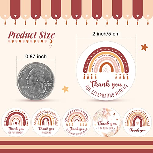 180 Pcs Boho Rainbow Stickers 2 Inches Rainbow Baby Shower Sticker Boho Thank You Rainbow Sticker Bohemian Hippie Business Envelope Seals For Baby Shower Business Small Shop Card Box Packing Supplies #TOP2