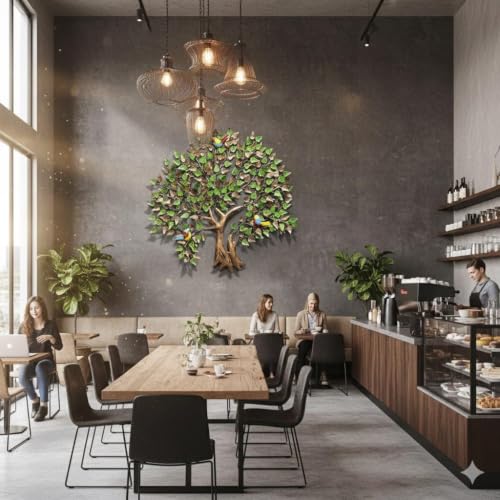 Image of Bharat Art Metal Iron ASPEN TREE Wall Art Decor for Living room Home Bedroom Cafe Interior Decorative | Elegant Wall Hanging Sculpture | Multicolor | 37x3x37 Inch| CW-046