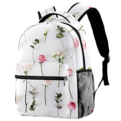 Sac à dos femme motif floral rose grande capacité voyage multicolore