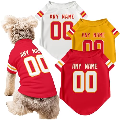 ANTKING Kansas Dog T-Shirt Jersey Style Pet Clothes Personalized Custom Name and Number Gifts