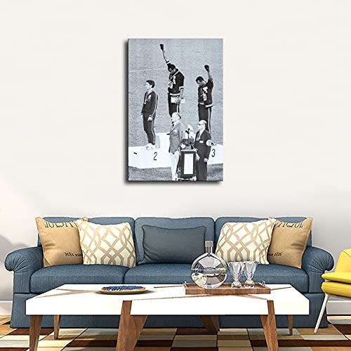 Yoson 1968 Olympics Black Power Salute Poster Picture Art Print Canvas Wall Art Home Living Room Bedroom Decor Mural (12×16Inch-Framed) #TOP1
