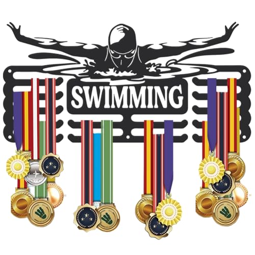 Porte-médailles de natation personnalisé pour ranger les récompenses de natation emmêlées du fils