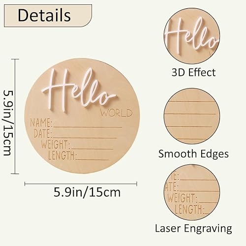 Miniatura 11 de Ylsteed Letreros de anuncio de bebé, tarjetas de hitos de madera, accesorios de fotografía para recién nacidos, letrero de anuncio de nacimiento