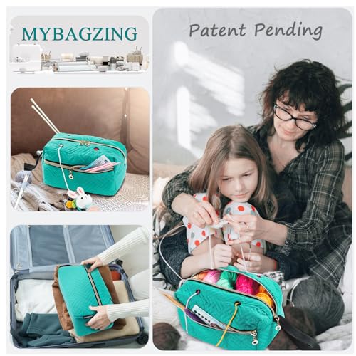 Image of MYBAGZING Small Crochet Bag Organizer - Knitting Bag - Yarn Storage Organizer - Yarn Bag for Crocheting - Yarn Holder for Crochet Accessories, Knitting Needles, Crochet Hooks, Knitting Gifts