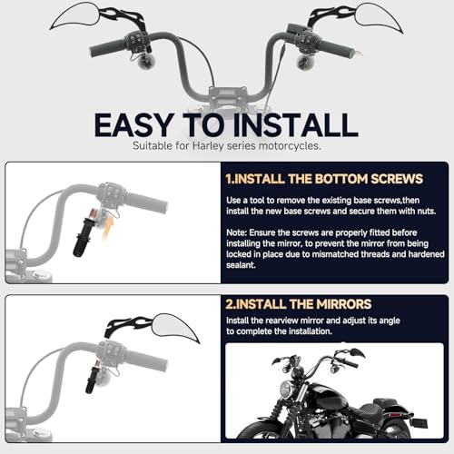 Image of Motorcycle Mirrors for Handlebars - Black CNC Adjustable Motorcycle Rearview Mirrors for Harley Street Glide Electra Glide Sportster XL 883 1200 Road King V-Rod Softail Dyna 1982-2024