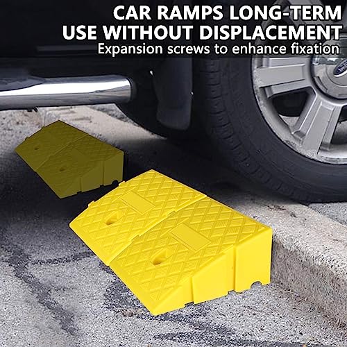 MIVDE 2PCS Car Ramps, 5Inch Driveway Curb Ramps, Plastic Car Ramp with Expansion Bolts, Heavy Duty Vehicle Ramps for Car, Motorcycle, Loading Dock, Truck, Wheelchair, Garage, Sidewalk
