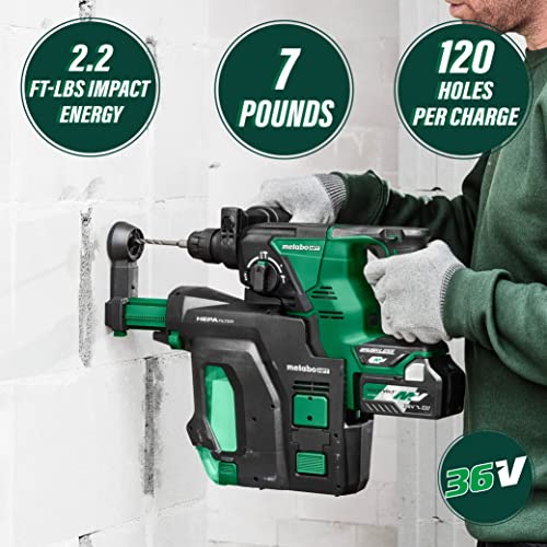 Metabo Hpt 36V Multivolt™ Cordless Rotary Hammer Drill (Tool Only - No Battery) | Sds Plus | 1-1/8-Inch | Reactive Force Control | 3 Modes | Optional Ac Adapter | Dh36Dpaq4 #TOP1