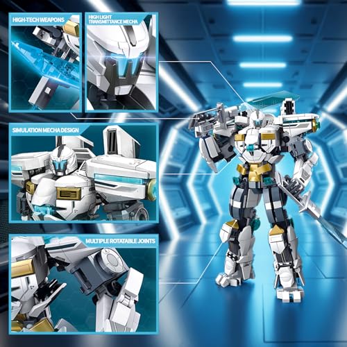 Image of Ice Warrior Mech Building Blocks Sets 561 PCS | Transforming Mech Robot Building Kits Mech Action Figures Model Gift for Adults Teens