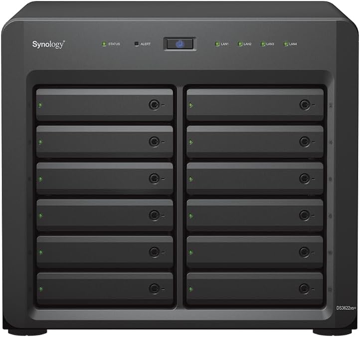 Synology DiskStation DS3622xs+ NAS Server with Xeon 2.2GHz CPU, 48GB Memory, 240TB HDD Storage, 2 x 10GbE LAN Ports, DSM Operating System