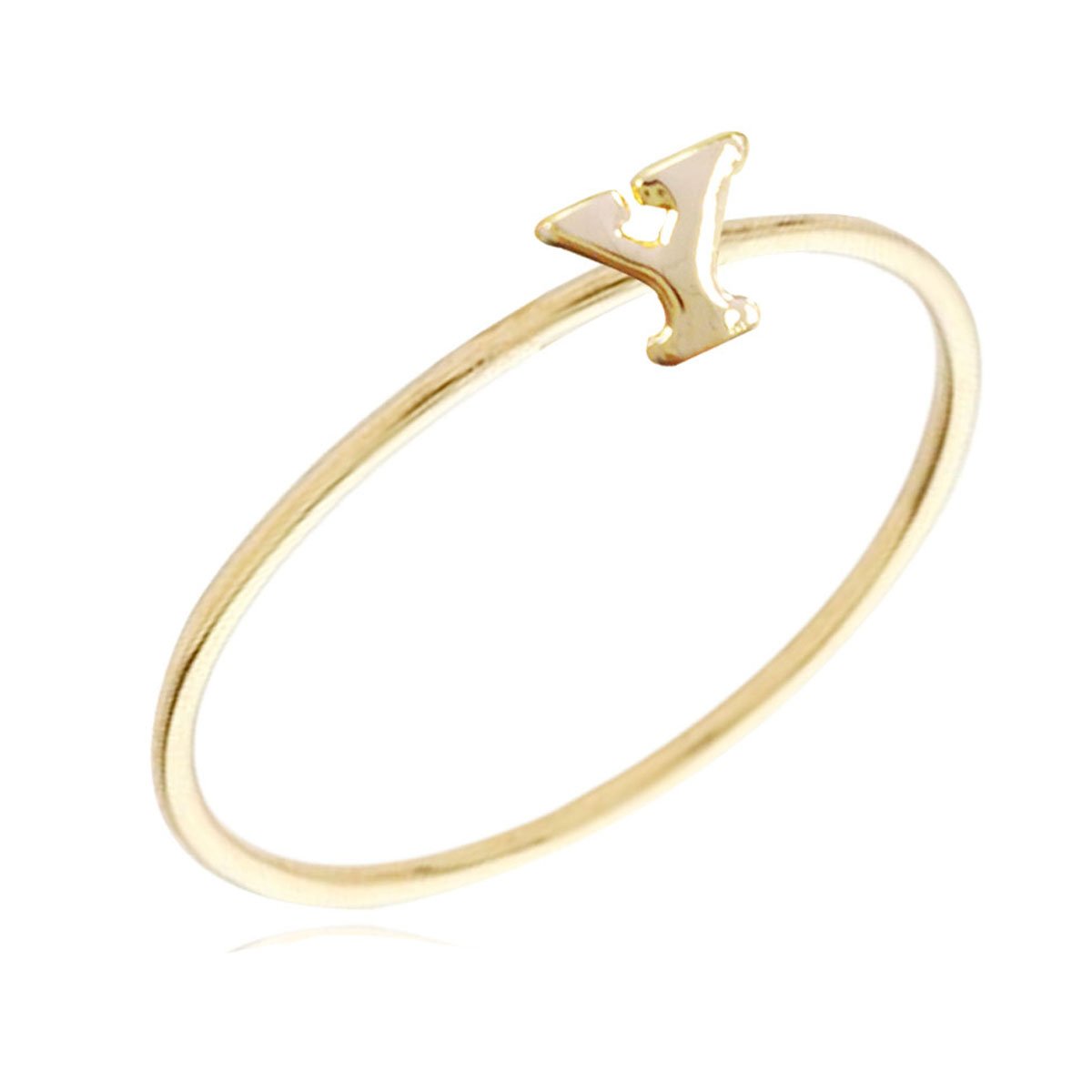 Anillo de letra Y con baño de oro, joyería apilable de talla 7 Wrapables 2