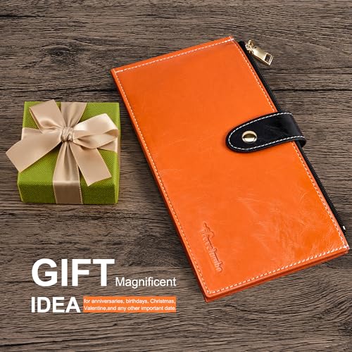 Image of Travelambo RFID Wallet Women Large Size Bifold Multi Card Wallet Case with Zipper Pocke Credit Card Holder for Women