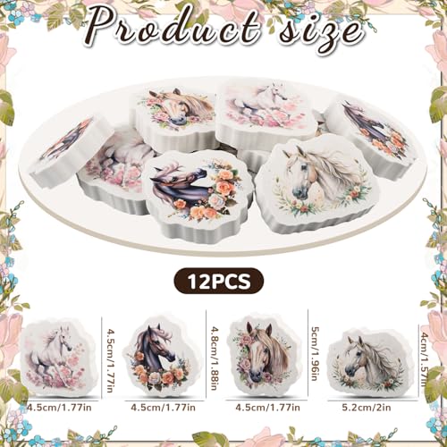 Ezydka 12 Stück Pferde Radiergummi 4-5cm pferd Radierer Pony Radiergummi Kinder Geburtstag Mitgebsel für Schulen, Kindergeburtstag, Pferdedeko, Mädchen