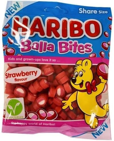 Strawberry Flavour Balla Bites Gummy Sweets Suitable for Vegetarians 3x Packs 140g
