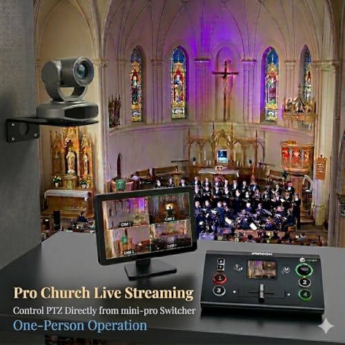 Image of RGBlink Mini-pro Video Switcher with 4X 4K HDMI Inputs, 2HDMI /1USB3.0 Output, RTMP, Multi Camera Video Mixer Switcher with Touch Screen, Ideal for Solo Live Streaming Church Worship Conference,Events