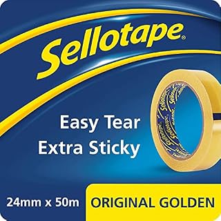 Sellotape Original Golden Sticky Tape including Chrome Tape Dispenser