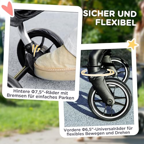 PawHut Hundewagen leicht Hundebuggy aus Aluminium klappbar für Hunde & Katzen Katzenbuggy mit Kissen Netzfenstern Türen Aufbewahrungskorb Katzenwagen Mini-Hundewagen für kleine Hunde Grau