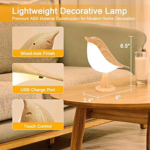 Image of Deogos Small Desk Lamp, Cute Bird Light Cordless Lamp with 3 Color Temperature and Touch Sensor,Kids Night Light with Rechargeable Battery for Bedroom Nightstand Bedside Table Room Decor