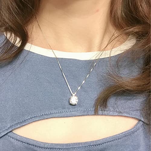Women's 925 Sterling Silver Round-cut Cubic Zirconia 2 Carat CZ Solitaire Pendant Necklace 18"3