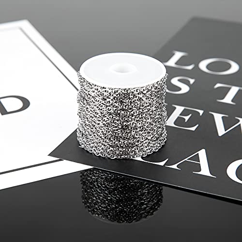 Umaokang 32.8 Feet Stainless Steel Link Chain Bulk Twisted Silver Necklace Chains Roll With Spool For Men Women Jewelry Chain Diy Making #TOP4