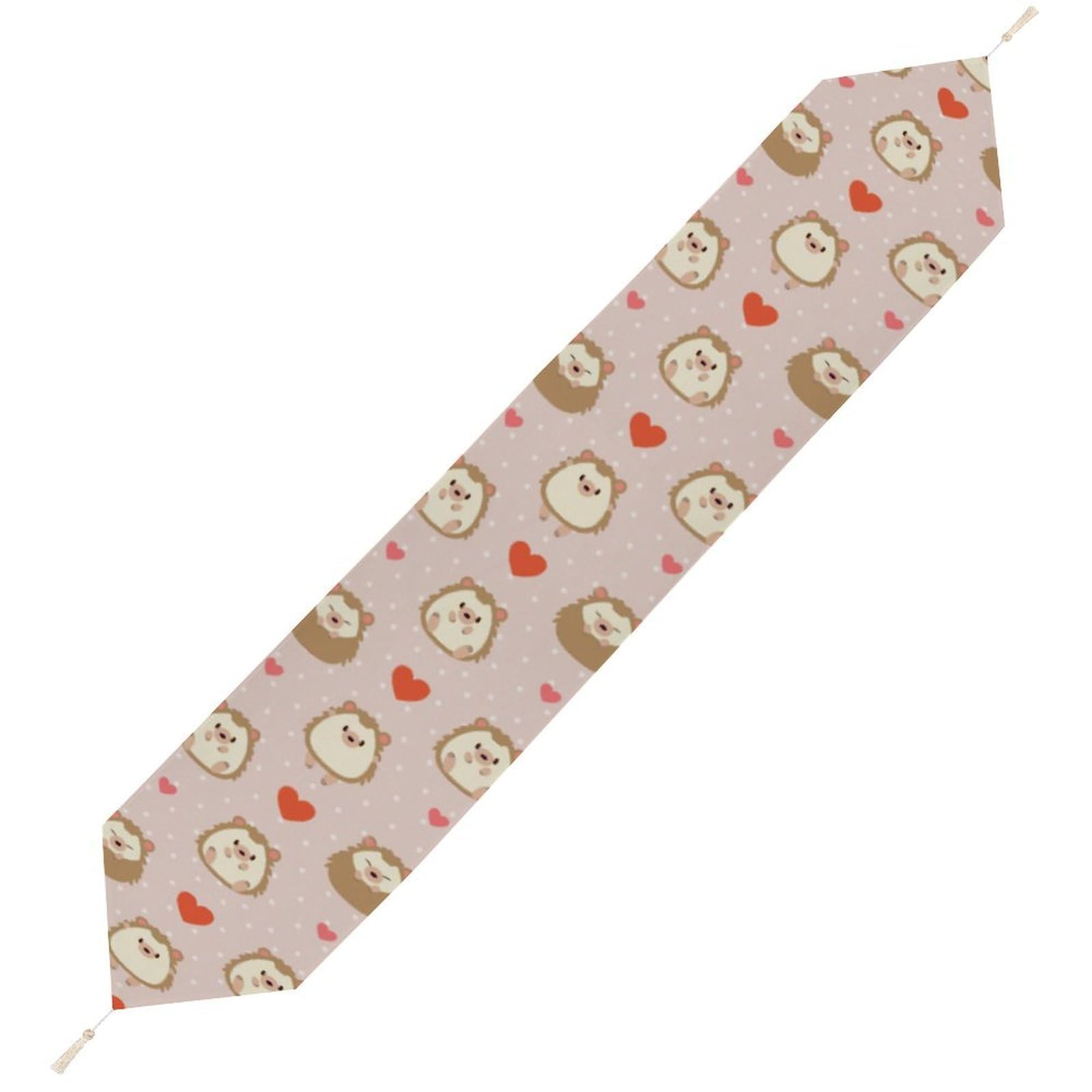 JZemdybill 200*33cm Table Runner with Tassel, Cute Cartoon Hedgehog Table Runner, Table Decoration for Kitchen, Party, Restaurant