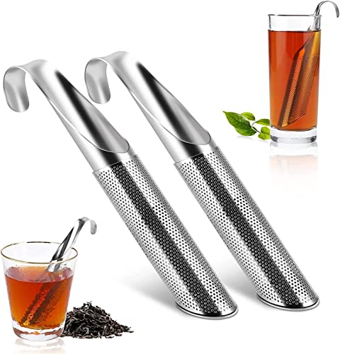 té tubo, 2 piezas acero inoxidable para tubo té, filtro té tubo palo, malla fina grado alimenticio para hojas té sueltas, especias, rosa, café