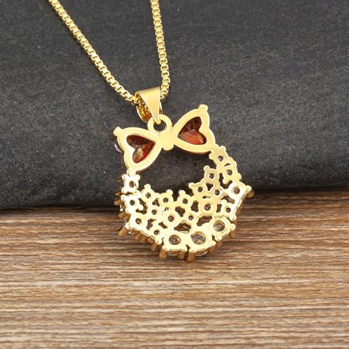 Collier cœur rouge en zircone et chaîne réglable style élégant