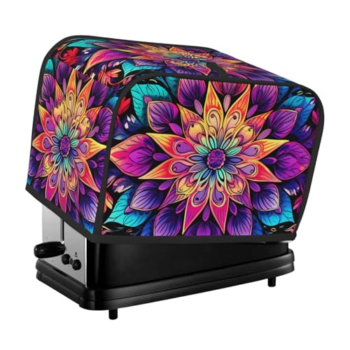 UOYO Boho Floral 2 Slice Toaster Cover Ethnic Mandala Flower Toaster Cover with 2 Pockets for Kitchen Small Appliance Dust Cover and Fingerprint Protection