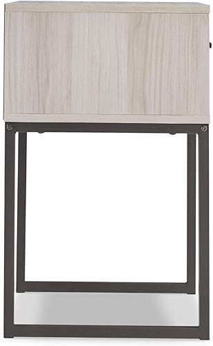 Miniatura 66 de Signature Design by Ashley Socalle - Mesita de noche moderna con 1 cajón con patas de metal, 26.02 pulgadas de alto, color negro Negro,Marrón,Marrón