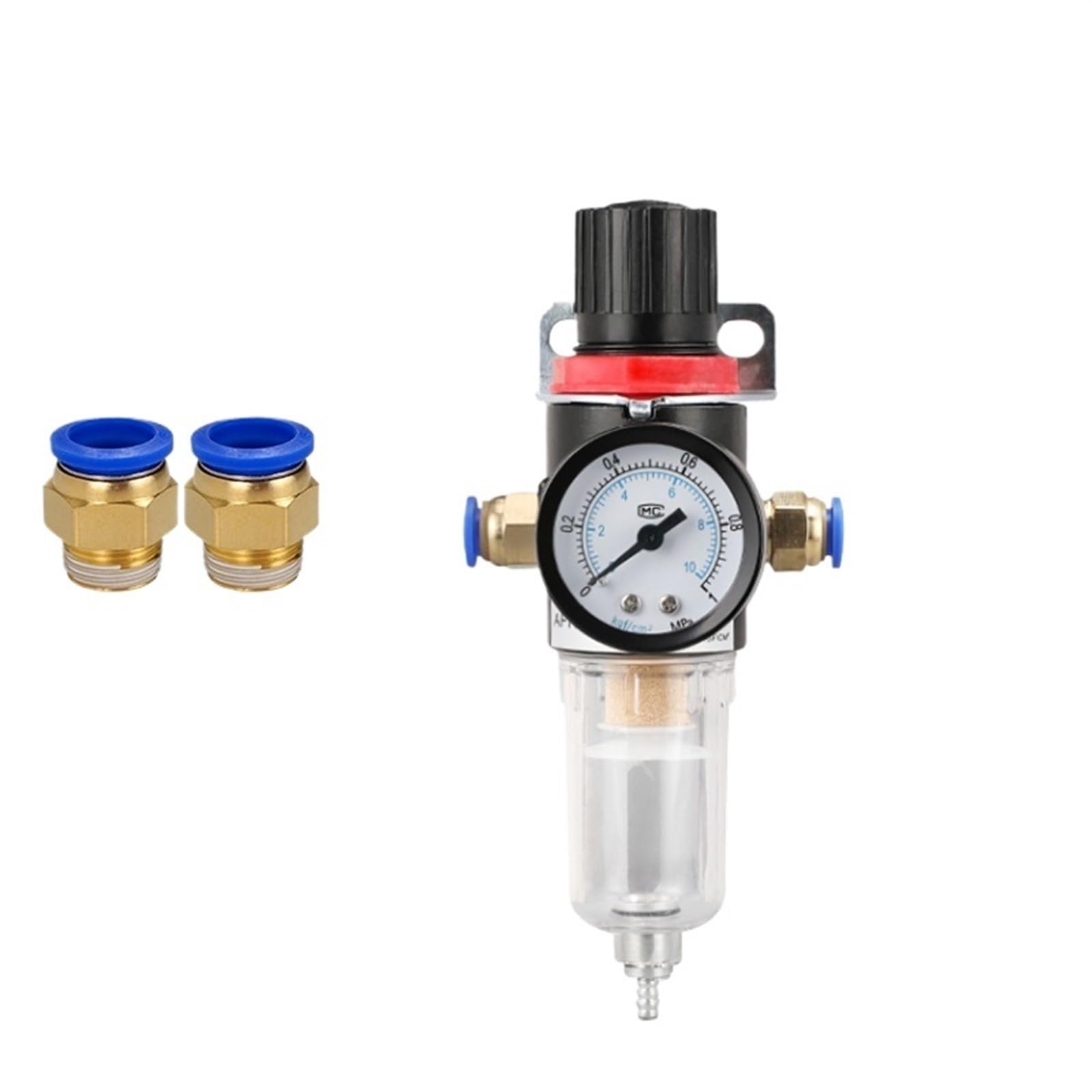 Filtro di Trattamento della Sorgente d'Aria pneumatica AFR2000 Manometro Regolabile 1/4 "Raccordi di Scarico della Pressione 4mm 6mm 8mm 10mm 12mm(AFR2000-4mm)